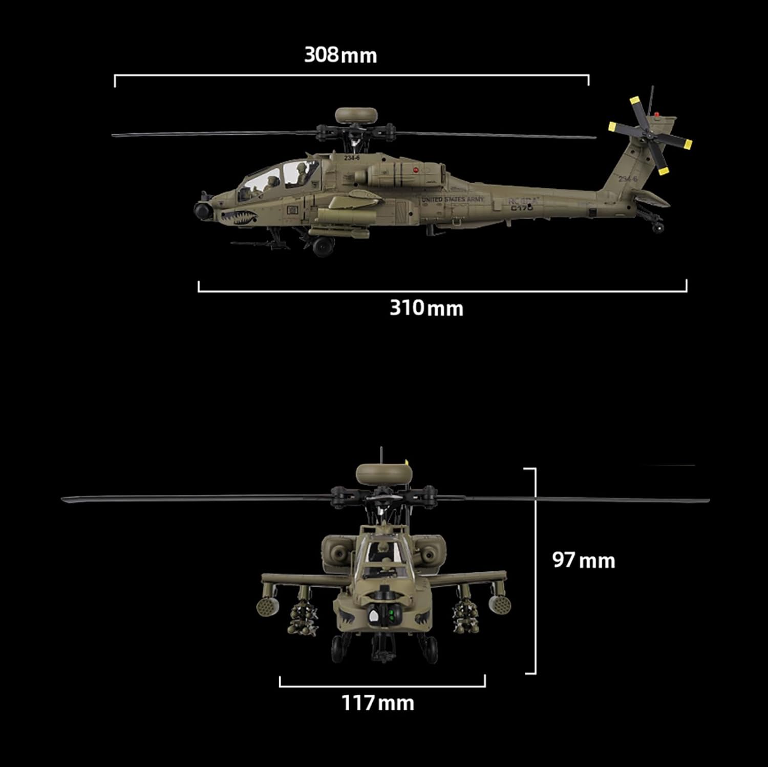 310MM 6CH C170 AH-64D Ferngest – Rc Helicopter Gyro Bewertung und Preis